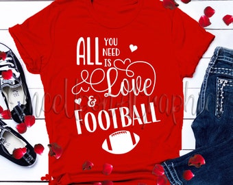 All You Need is Love & Football svg, All You Need is Love, Valentine's Day svg, Valentines svg, Love svg, Valentine's Design, png, Iron On,