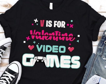 V is for Video Game svg, V is for Video Game Shirt, Valentine's Day svg, Valentines svg, Gamer svg, Valentine's Design, png, Iron On,dxf