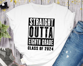 Straight Outta Eighth Grade svg, Eighth Grade Promotion shirt, 8th grade Degrees svg, Straight Outta Eighth, Class of 2024 svg, dxf