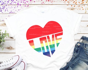 Pride Love svg, Pride svg, LGBTQ svg, Gay Pride svg, Pride Rainbow Heart, Rainbow Heart svg, Pride Iron On, Pride Cut Files, Heart svg, png