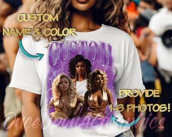 Custom Photo Bootleg Rap Tee: 90s Style Graphic T-Shirt (Digital PNG)