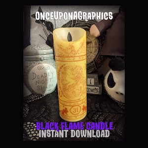 Vela de llama negra Diseño digital DIY Hocus Pocus Decoración / Vela de llama negra Recta Vaso flaco de 20 oz / Vela de llama negra Descargar