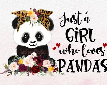 Panda Girl PNG Clipart: Panda Nursery Sublimation (Digital Download)