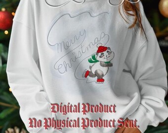 Merry Christmas Panda, Panda clipart, Panda png, Christmas Bear gift tags, Cute Panda png, Christmas Panda clipart, Christmas Panda Sweater