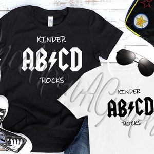 Kinder Rocks, Kindergarten svg, Back to School Shirt, Rock and Roll Kinder T Shirt, Rocker svg, Kindergarten png, Erster Tag der Schule Shirt