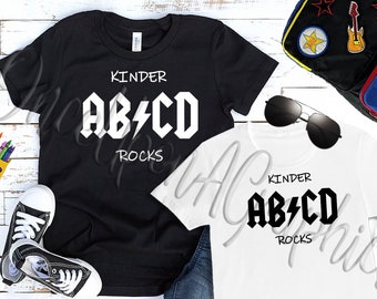 Kinder Rocks, Kindergarten svg, Back to School Shirt, Rock and Roll Kinder T Shirt, Rocker svg, Kindergarten png, Erster Tag der Schule Shirt