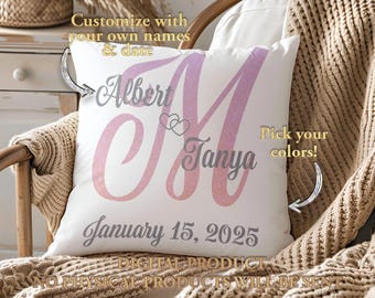 Custom Monogram Anniversary Gift, Wedding Date (Digital Download)
