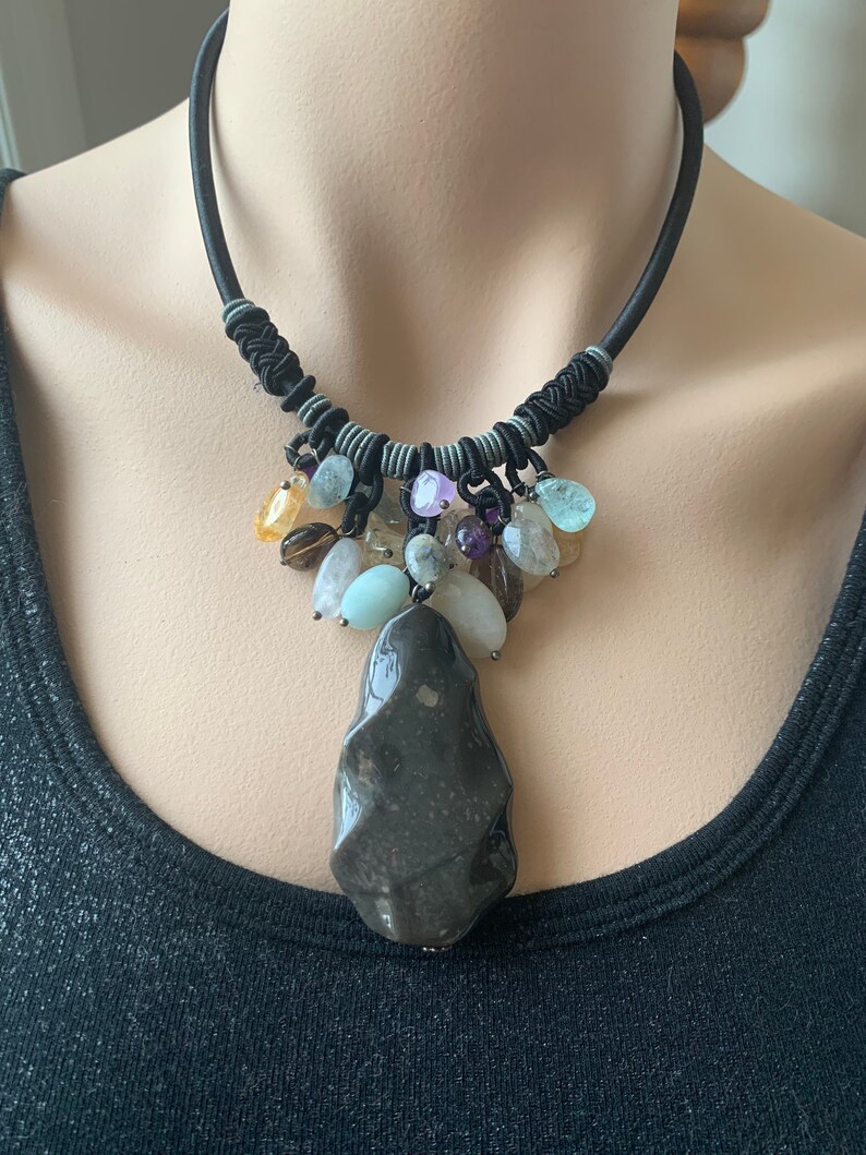 Semi Precious and Natural Polished Stone Necklace Mothers Day Gifts for Mom Ladies Necklace Stone Healing Stone Healing Jewelry