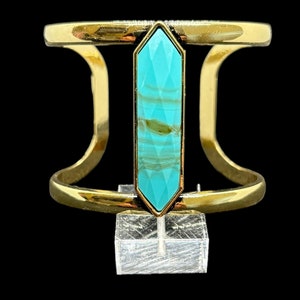 Vintage Gold Tone and Turquoise Cuff