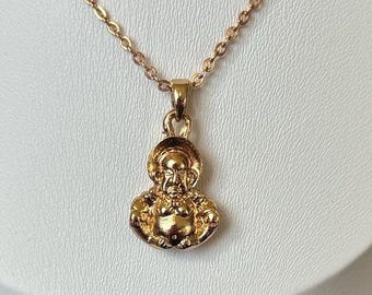 Pendentif Plaque En Or Avec Motif Buddha - Porte-bonheur - Neuf Sans Emballage - Plaqué Or