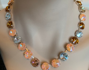 Collier en cristal Swarovski pour femmes, Anna Wintour, Options de couleur, Collier de déclaration, Multi Gemstone, Beaux bijoux audacieux Scintillants Chunky
