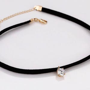 Simple Black Choker with Diamond or Diamond and Cross jewelry for women necklace for women pendant jewelry for girls teens 80s choker image 6