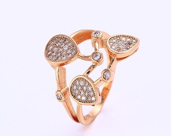 Unique multi stone rose gold plated ring (size 6) jewelry for women pretty