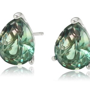 Green Crystal Teardrop Earrings for Women, Teardrop Earrings, Emerald Earrings, Medium Teardrop Crystal Studs