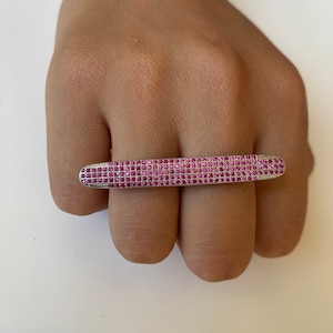 Double Finger Natural Ruby and Silver Ring, Ruby Ring, Vintage Jewelry, July Birthstone, Silver and Ruby, Red Gemstone, , Gift pretty