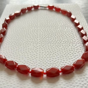Sardonyx, Carnelian Agate Orange Red Beaded Necklace