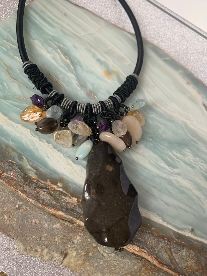 Semi Precious and Natural Polished Stone Necklace Mothers Day Gifts for Mom Ladies Necklace Stone Healing Stone Healing Jewelry