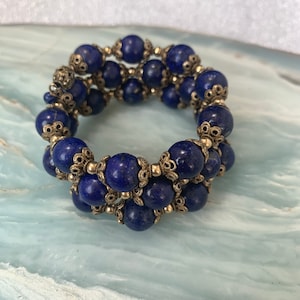 Vintage Lapis Wrap Bracelet