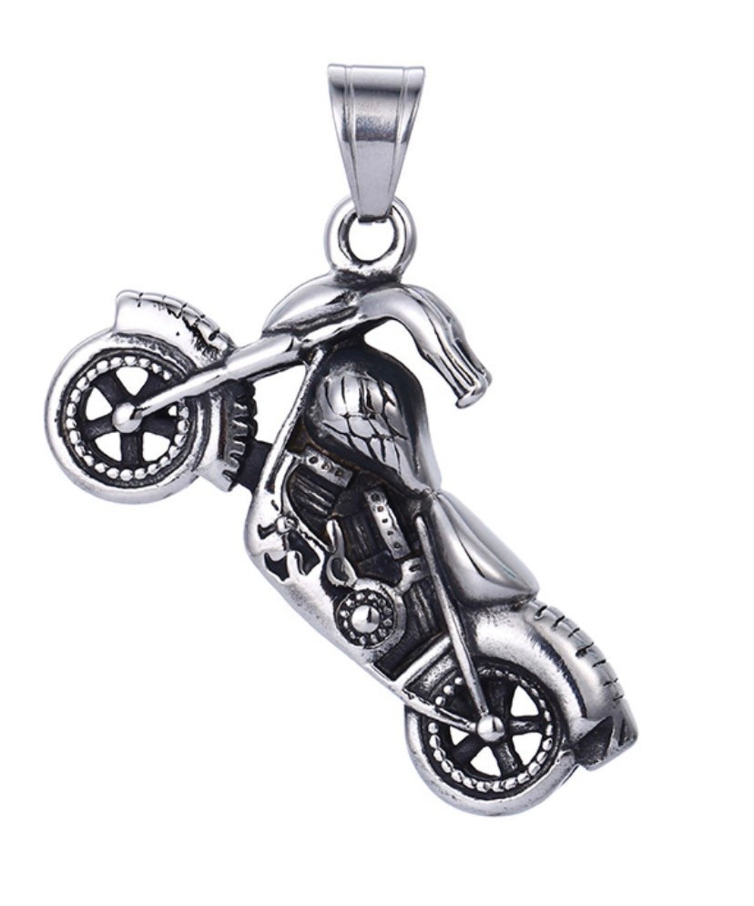Heavy Biker Pendant // Motorcycle Jewelry // Stainless Steel Etsy New Zealand