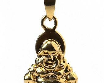Buddha Necklace for Women, 18k Tone Laughing Buddha, Tiny Buddha Necklace, Good Luck Buddha, Asian Symbol, Chinese Symbol, Buddhist