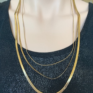 Vintage Multi Strand Gold Tone Necklace for Women, Vintage Layered Necklace, Vintage Gold Jewelry, Sweater Necklace, Vintage Long Necklace