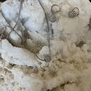 Minimalist Silver Tone Lia Sophia Necklace with Matching Hook Earrings
