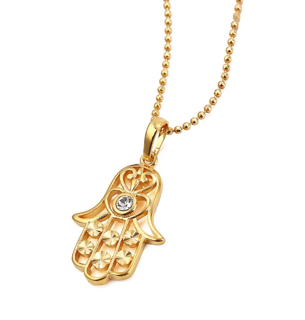 18k Gold Hamsa Hand Necklace / Evil Eye Necklace / Dainty Etsy