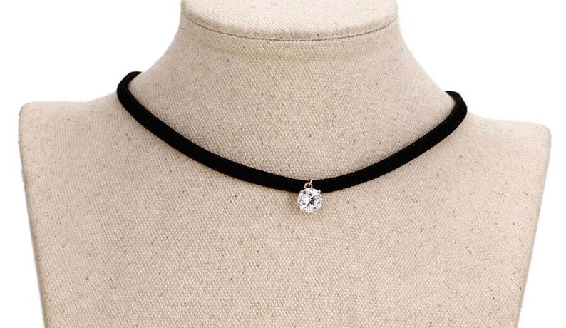 Simple Black Choker with Diamond or Diamond and Cross jewelry for women necklace for women pendant jewelry for girls teens 80s choker image 5