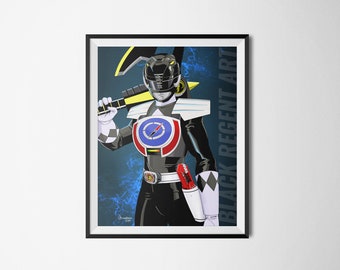 MMPR Black Ranger Digital Painting Art Print