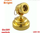 Miniature spot Led Battery Light BRASS Lamp with on off switch for 1 12 scale dollhouse miniatures
