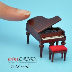 1:48 1/4&quot;  Piano with stool Mahogony 1/48 Top Quality Q3600 MH