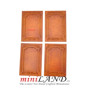 May include: Four unfinished wooden picture frames with ornate carvings. The frames are all the same size and shape, and they are made of a light brown wood. The frames are perfect for adding a touch of elegance to any room.