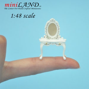 1:48 1/4" Miniatura de casa de muñecas Tocador victoriano de alta gama BLANCO 1/48 Calidad superior Q1200 W