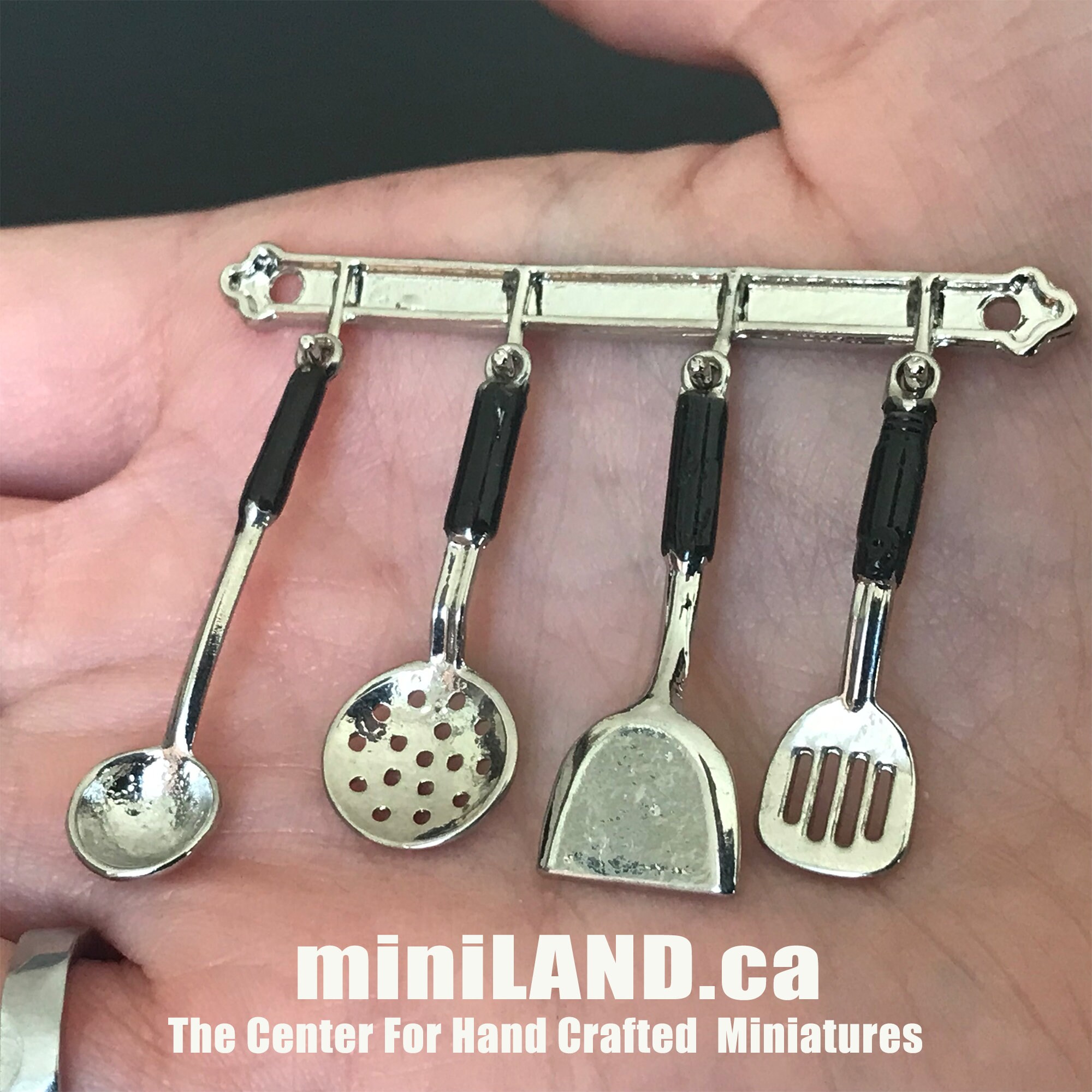 Set Di Utensili Da Appendere In Bronzo Per Casa Delle Bambole, Set E Rack In Miniatura 1:12 Accessorio Da Cucina - Foto 3