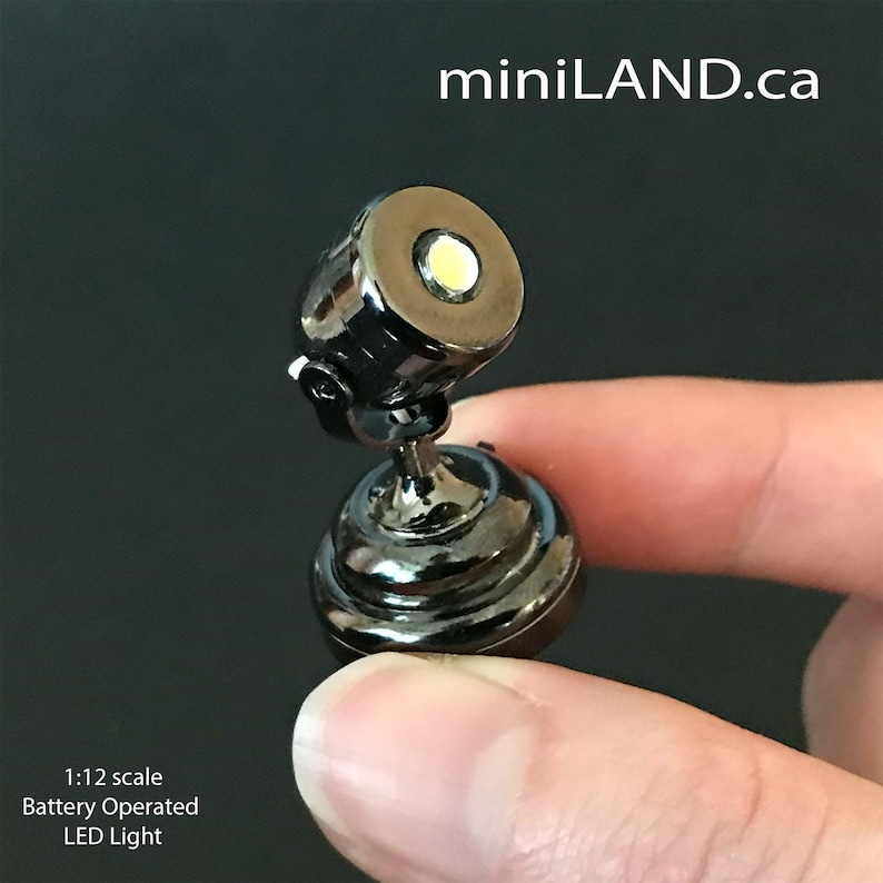Spot Stage Light Lamp with on/off switch for 1:12 scale dollhouse miniatures LED Gunmetal Black