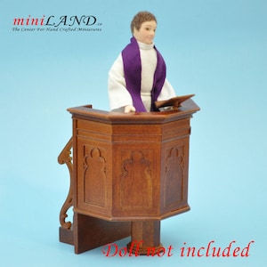 Púlpito para iglesia o Corte Nogal Alta calidad para casa de muñecas miniatura escala 1:12 - edición limitada