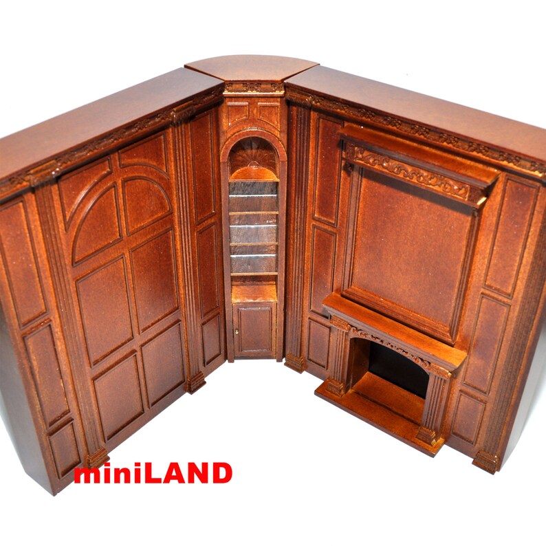 Wall wood unit Dollhouse miniature furniture manor wall panel Etsy