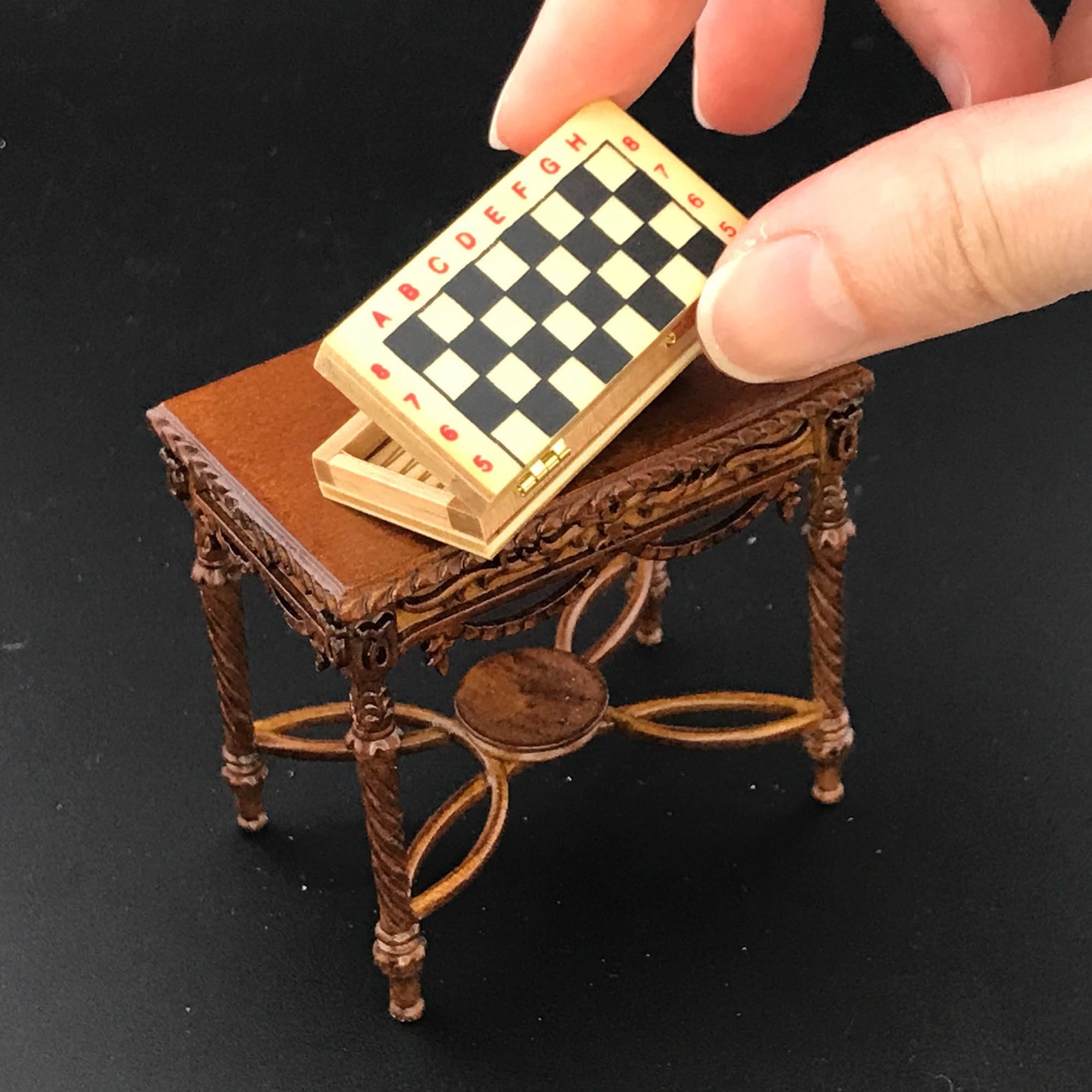 Colbert Checkers Mini Miniature Checkers and Backgammon Board Game Toy for 1:12 Scale ...
