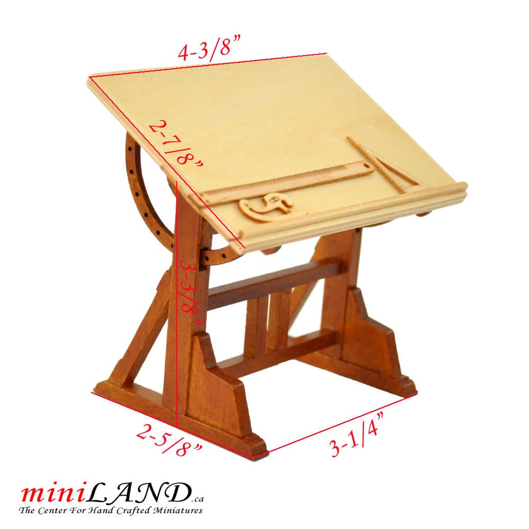 Drawing Table With Ruler Architect's Wooden Drafting Drawing Table With Rulers 1:12 - Etsy