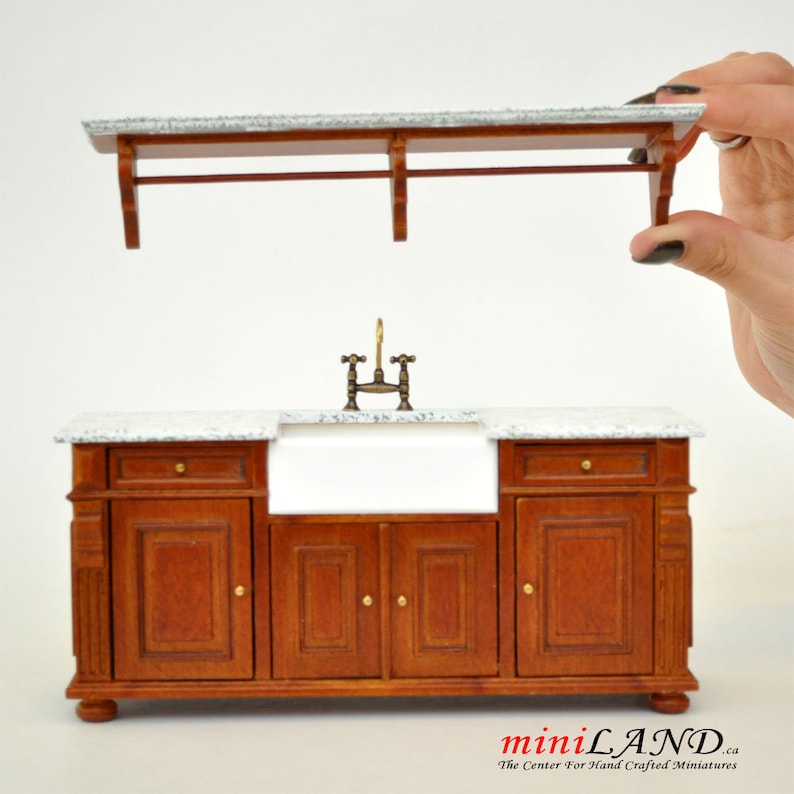 Victorian Quality Kitchen Sink Unit Counter With Shelf Walnut Metal Tap ...