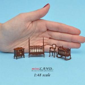 1:48 1/4" quarter scale Victorian baby nursery room set 4pcs Top quality dollhouse miniature Q1640 WN