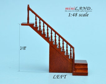 1:48 1/4" quarter scale Left staircase Top quality walnut dollhouse miniature Q8801L WN