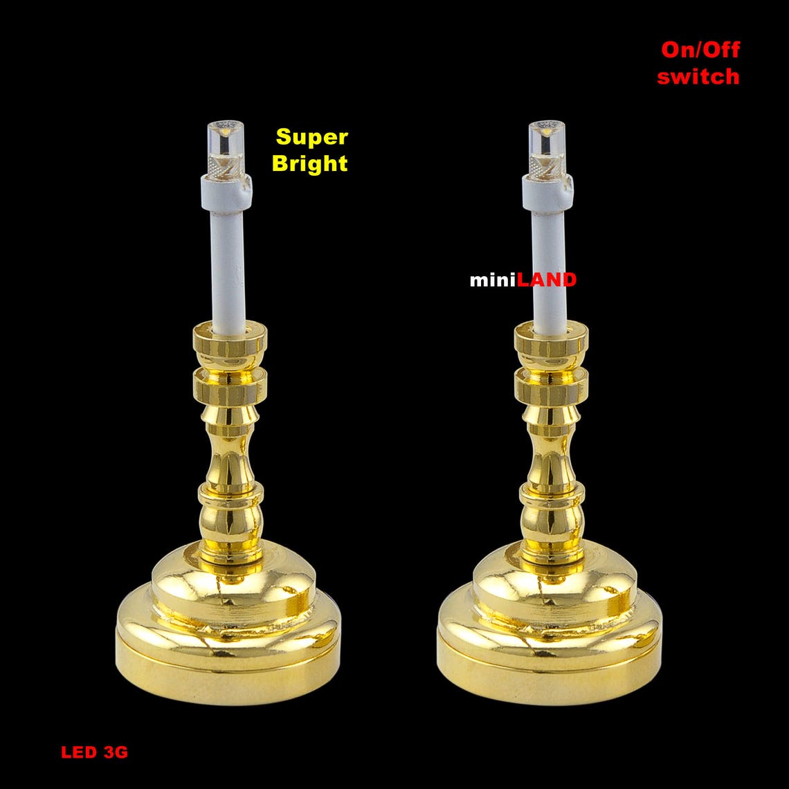 BRASS Candlesticks Lamp One Pair LED Super Bright With On/off Etsy