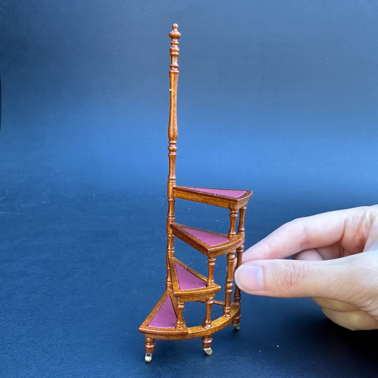 Library Ladder Step Ladder WALNUT Victorian. Solid Wood-covered ...