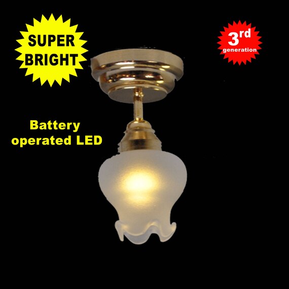 Tulip table LED LAMP Dollhouse miniature light battery on//off 1:12 copper bright