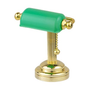 Brass Desk light w/green shade super bright  LED lamp with On/off switch for dollhouse miniature 1:12 scale