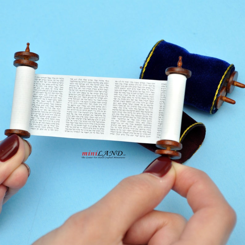 Miniature Jewish Torah Scroll with cover Megillah Prayer biblical book 1:12 scale dollhouse image 7