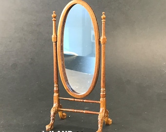 Miroir chevalet victorien sur pied WN pour maison de poupée miniature à l'échelle 1:12 en noyer fabriqué à la main