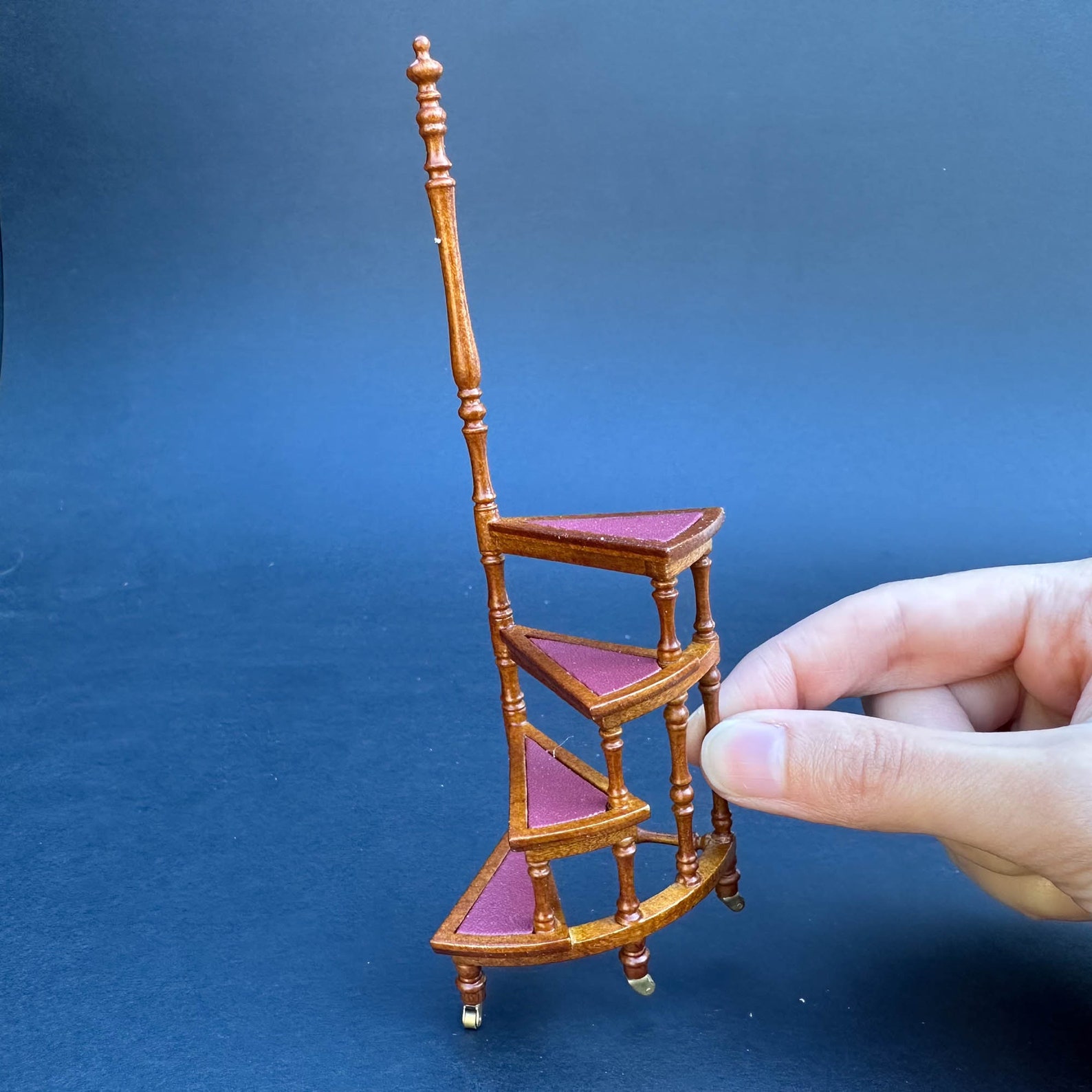 Library Ladder Step Ladder WALNUT Victorian. Solid Wood-covered ...