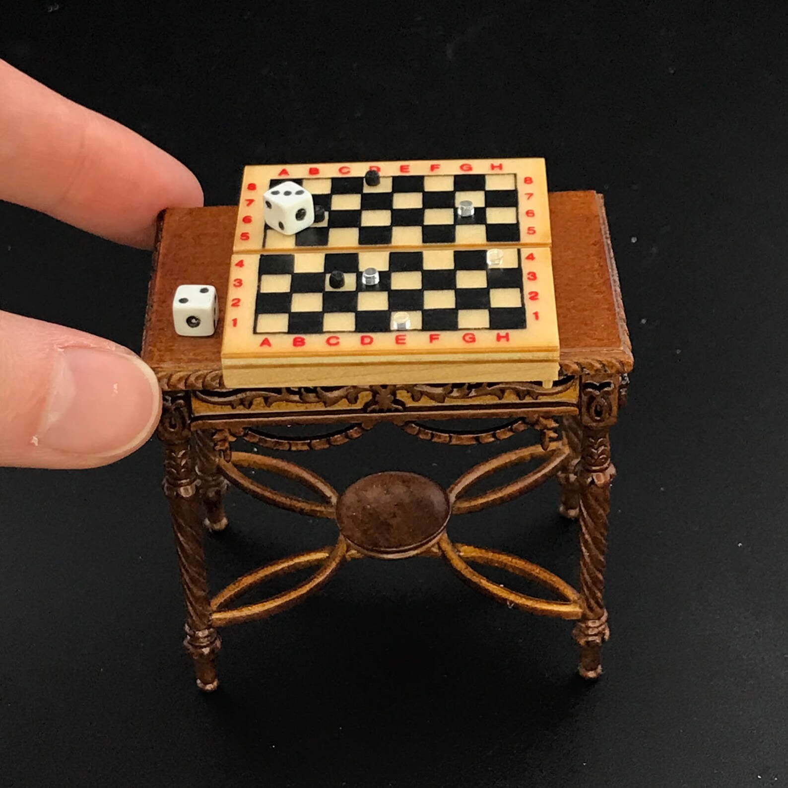 Colbert Checkers Mini Miniature Checkers and Backgammon Board Game Toy for 1:12 Scale ...